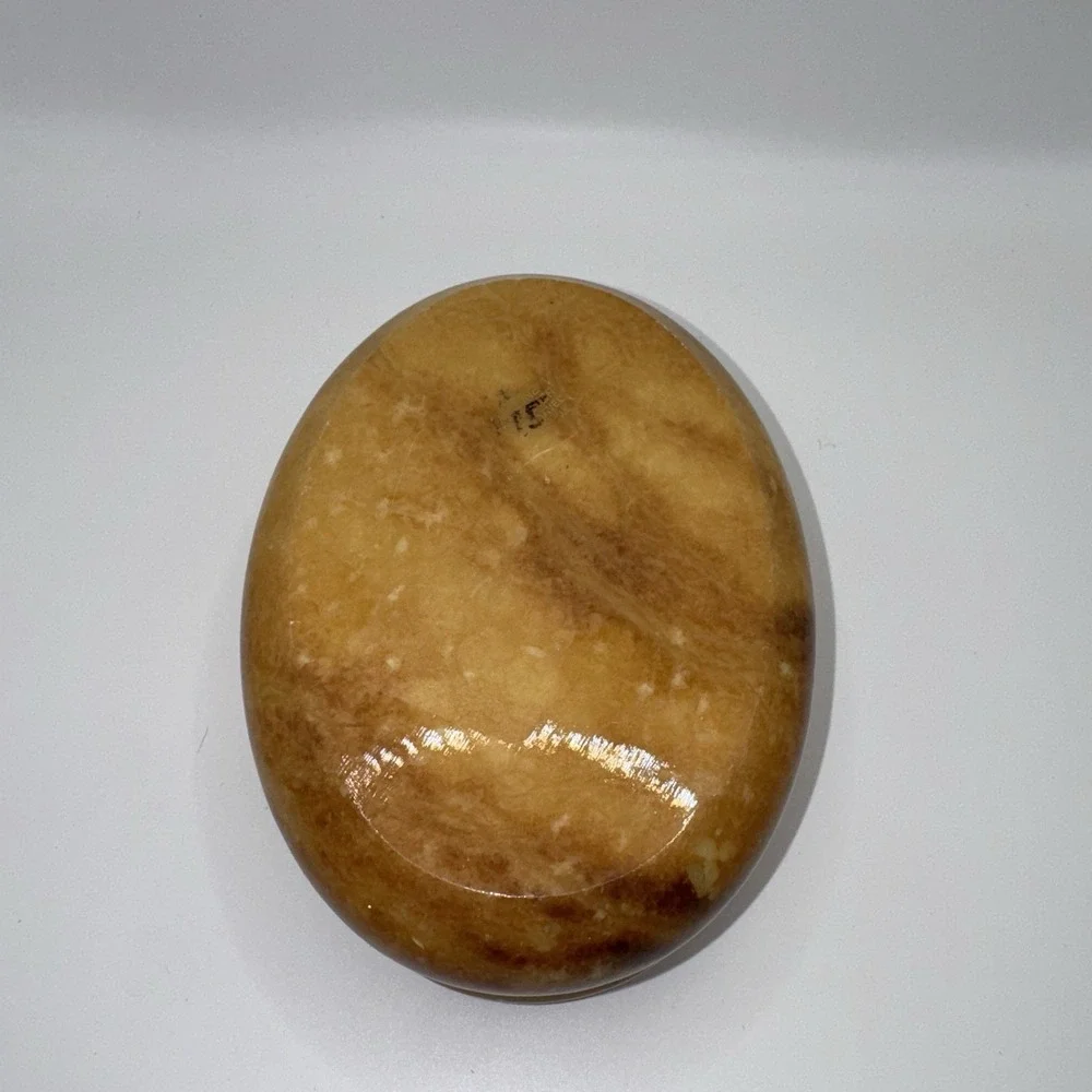 Vintage Genuine Alabaster Hand Carved Hinged Jewelry Trinket Box Made in Italy